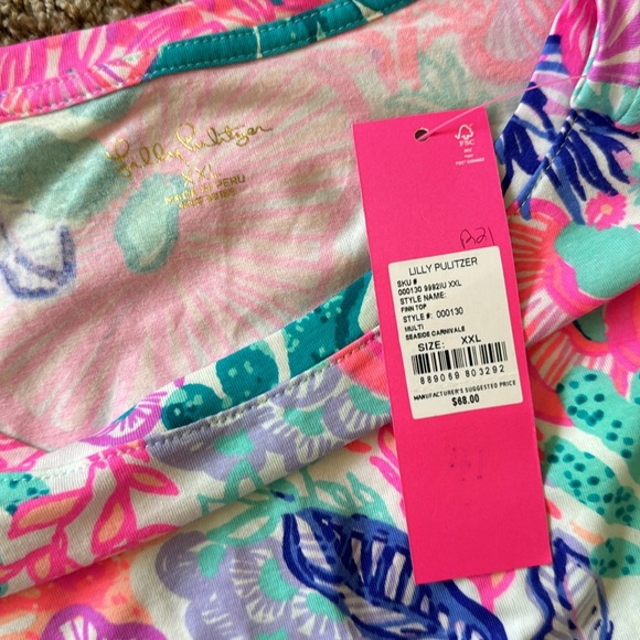 NWT Lilly Pulitzer Seaside Carnivale Long Sleeve Finn Top - XXL - Picture 2 of 2